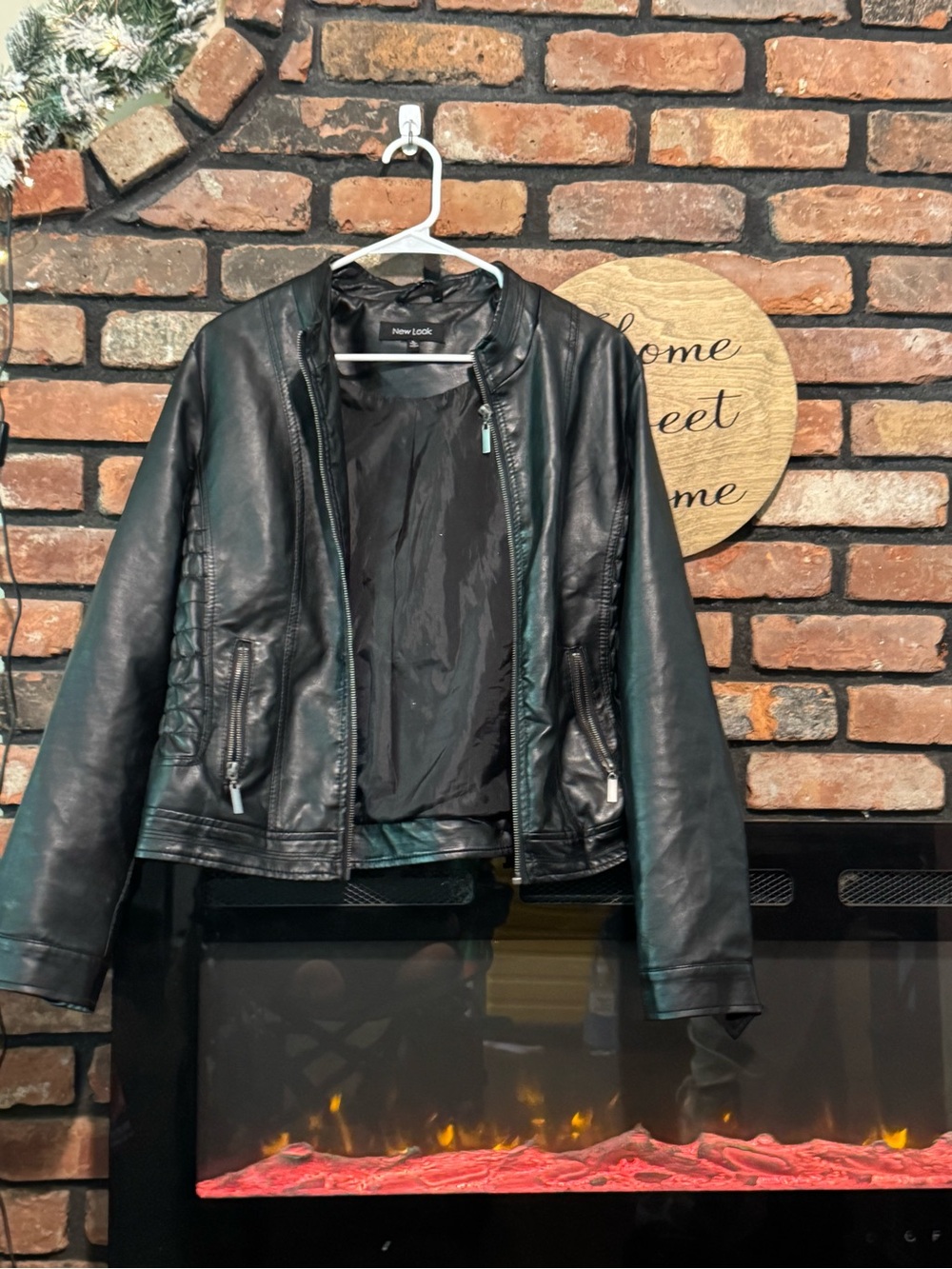 New Look Black Faux Leather Biker-Style Jacket